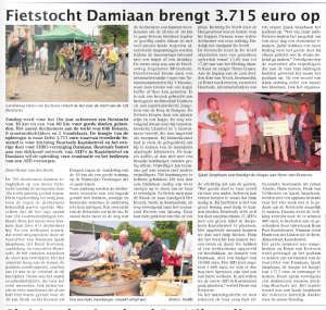 Duinkoerier 03.07.2013 Opbrengst fietstocht Damiaan